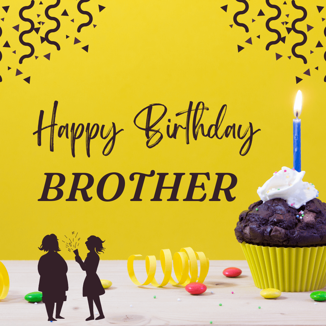 Happy Birthday Brother with candle & cake image