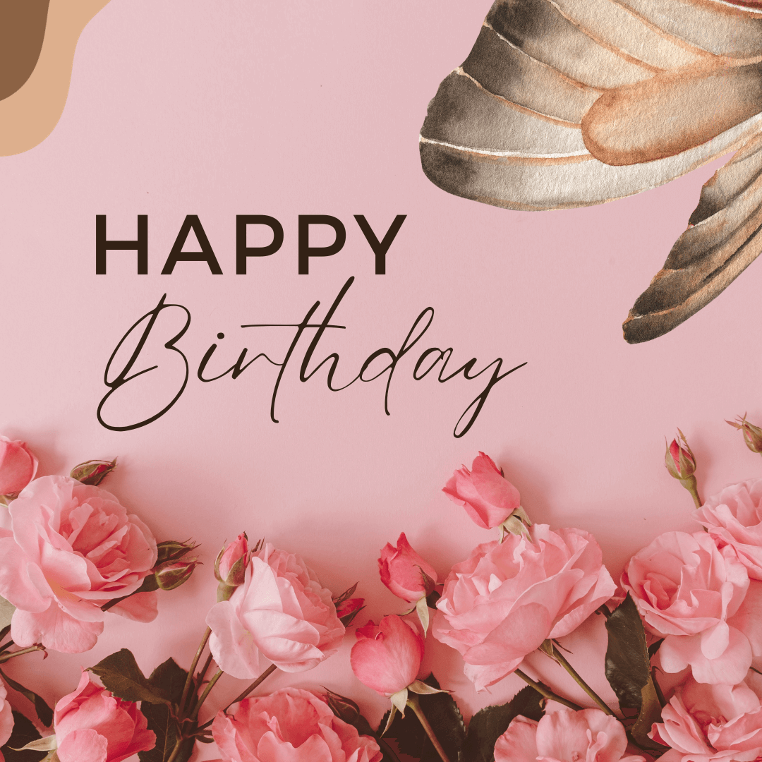 Floral-birthday-wish-having-pink-background-and-butterfly.